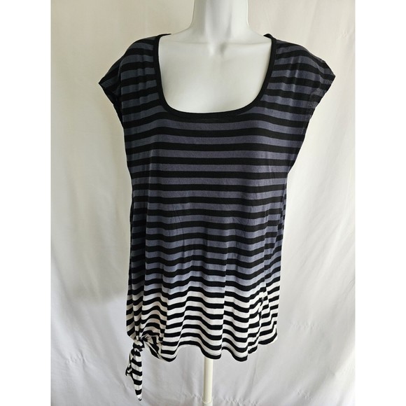 Calvin Klein Performance Shirt Womens Striped Ombre Knit Blouse Size Medium - Picture 1 of 7